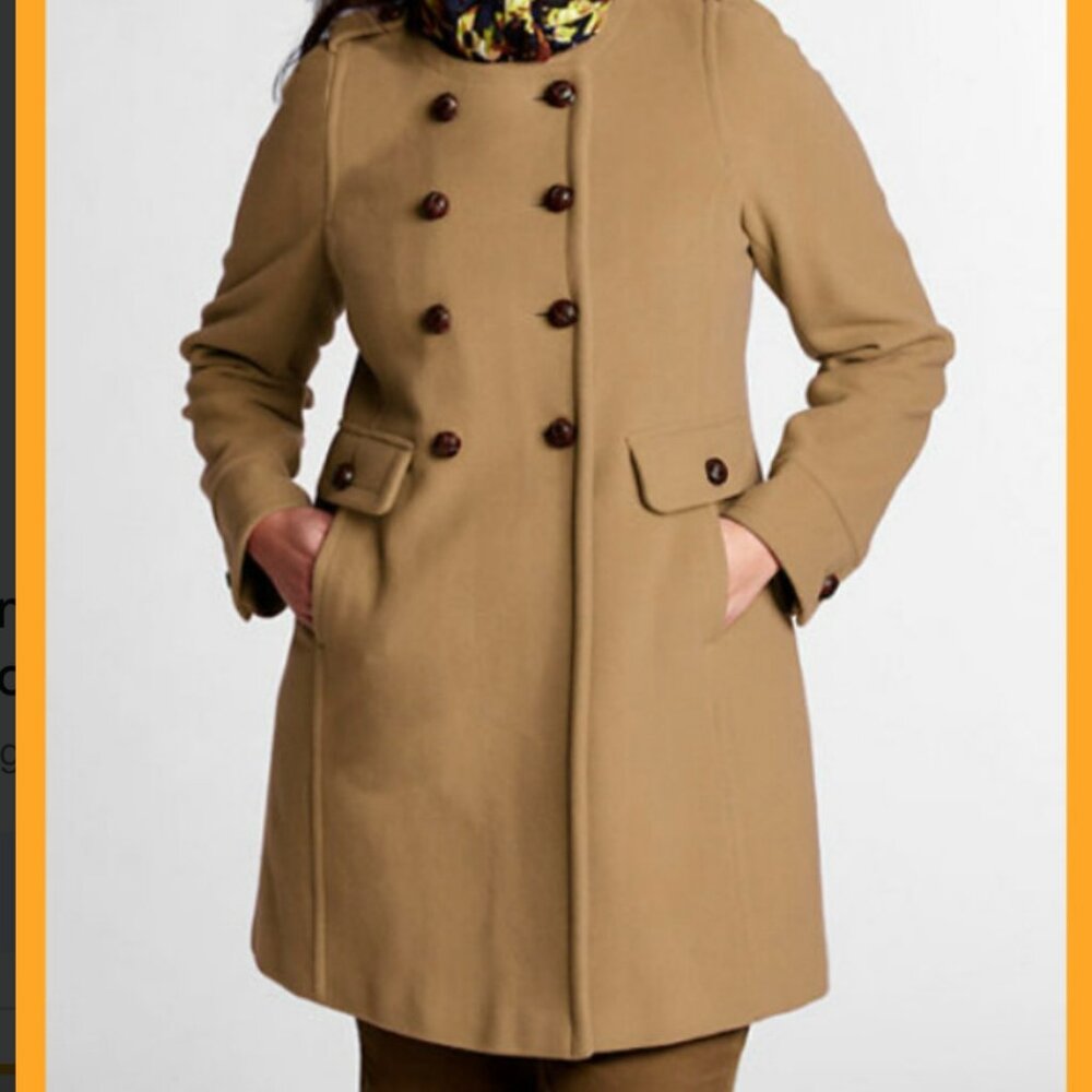 Lands' End‎ Women's Petite Wool & Cashmere Blend Collarless Peacoat, Size 6P